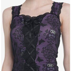 Kuromi Mesh Lace-Up Sweetheart Tank Top HotTopic collection